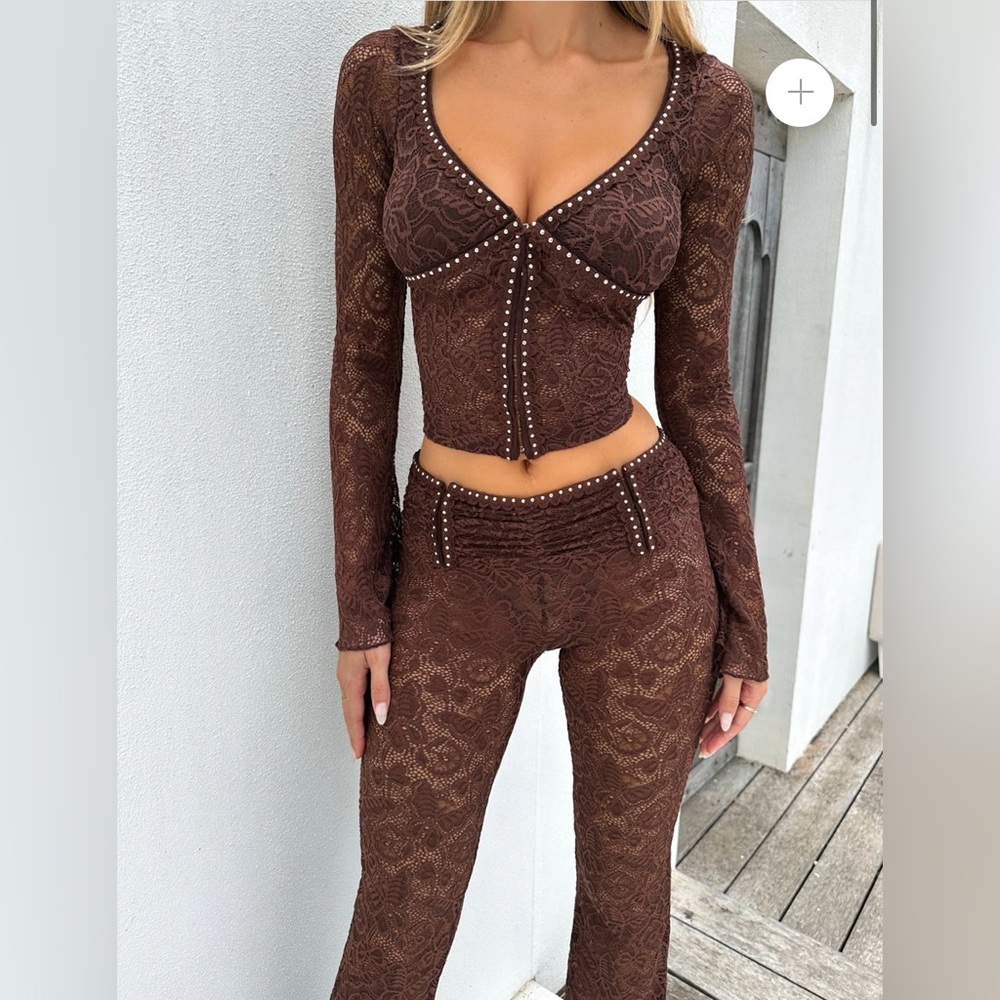ELENA LONG SLEEVE TOP CHOCOLATE - Outcast 2 piece set